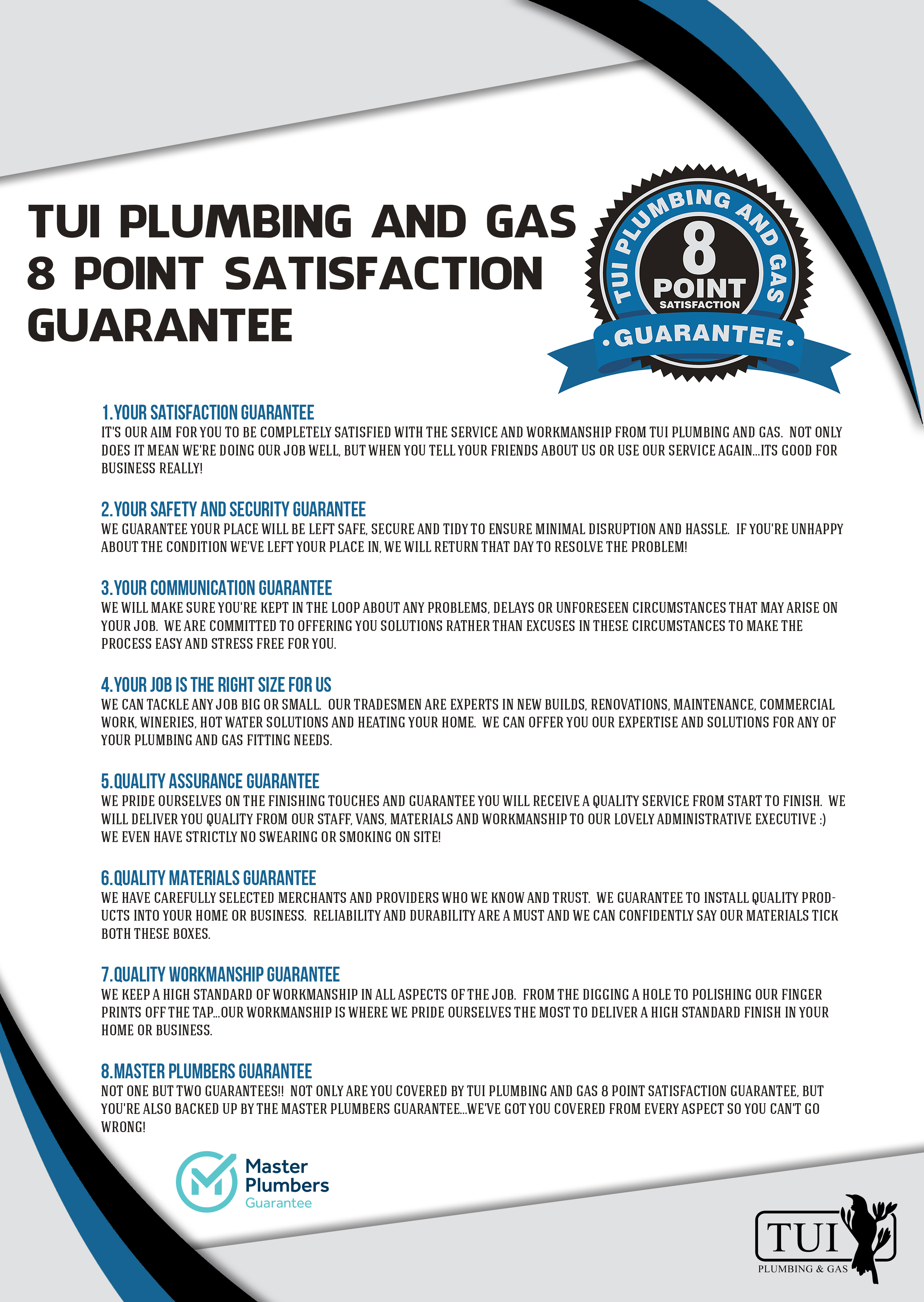 Plumbing guarantee