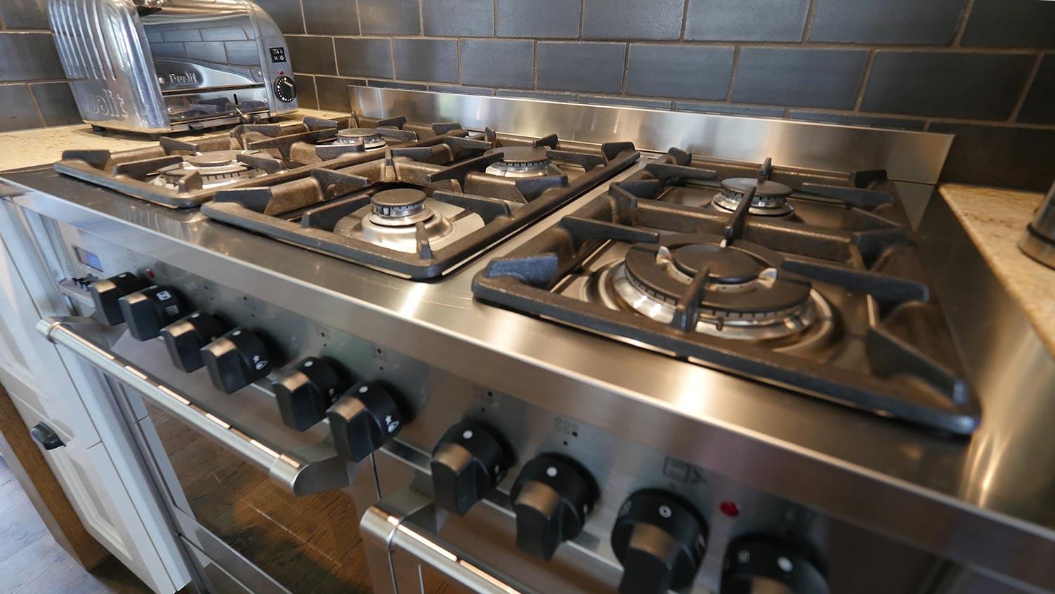 Large triple burner gas cooker on Waiheke