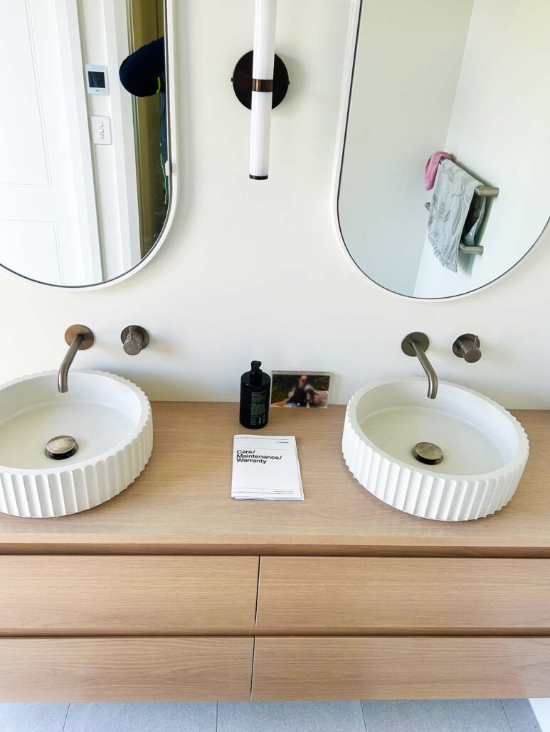 Bathroom renovations with his and her vanity basin 